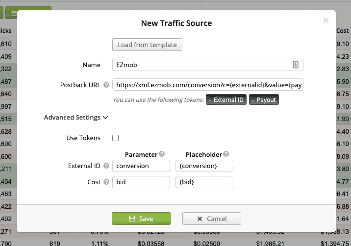 Add traffic source in Binom