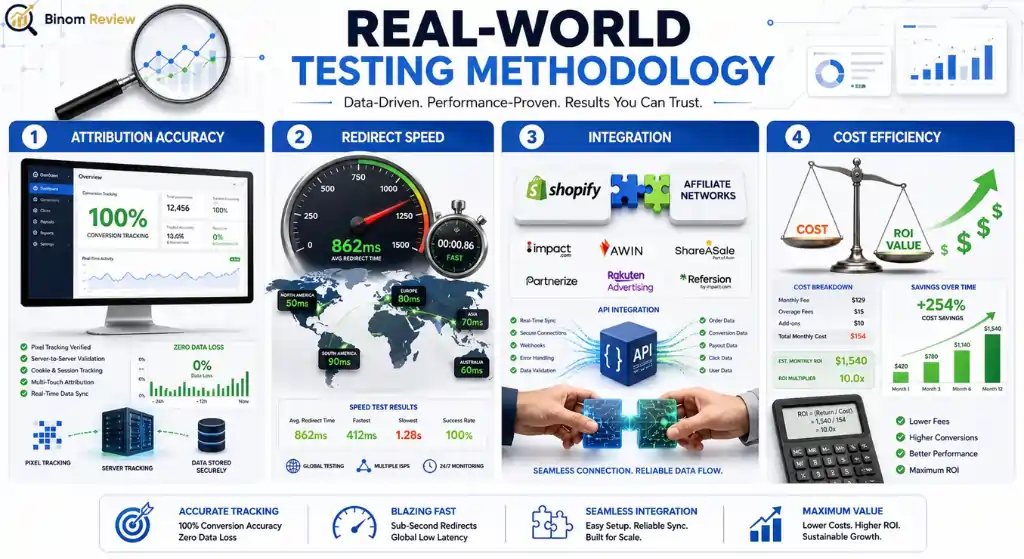 Affiliate tracker testing process