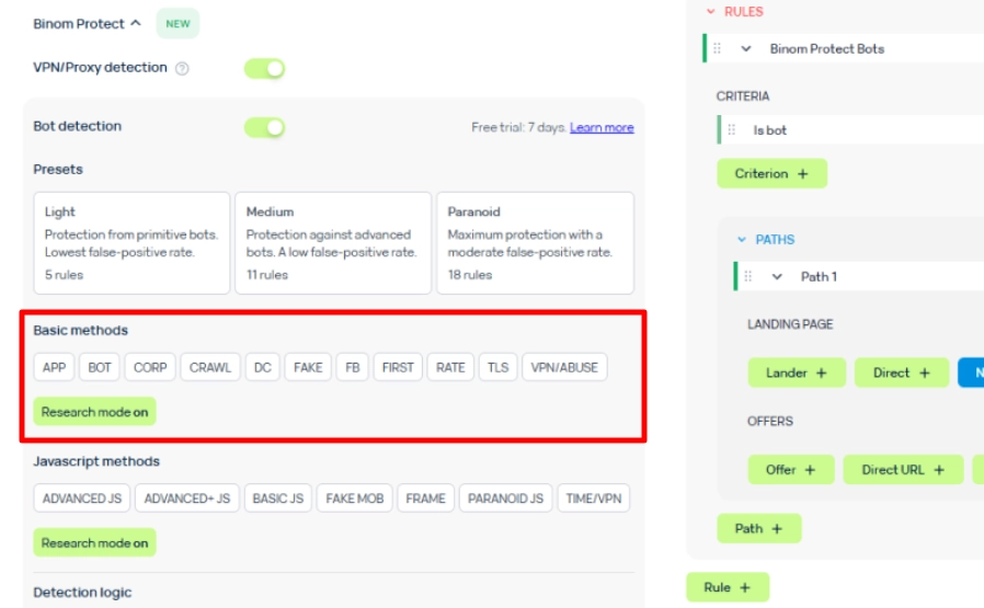 Binom Protect Basic Detection Methods
