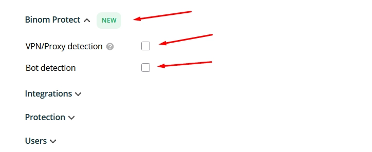 Binom Protect Inside Campaign Settings