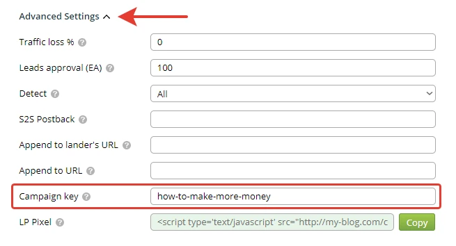 Binom URL Customization