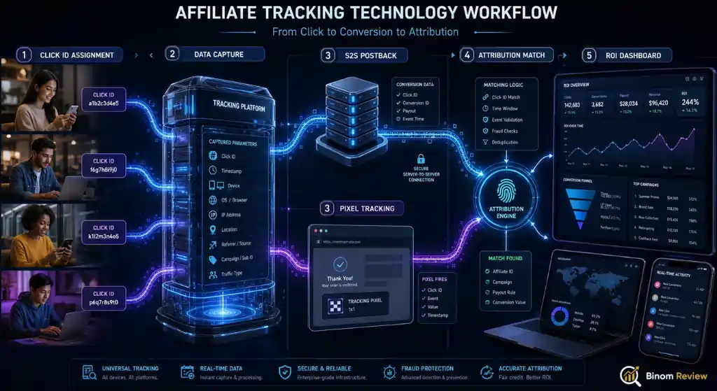 Binom affiliate tracker technical workflow explained
