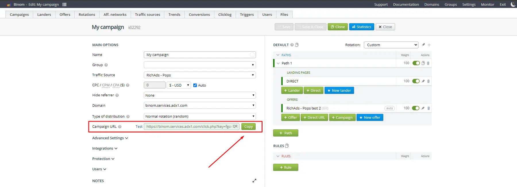 Generating Your Final Campaign Tracking URL in Binom